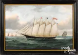 of the American schooner George Bailey by William and Mary Yorke, oil on canvas, sold Jan 2021