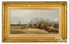 of a fish market by Franklin Briscoe, oil on canvas, sold Jan 2021