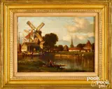 Dutch canal scene by Samuel Colman, oil on canvas, sold Jan 2021