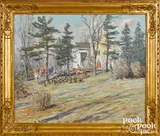 fox hunting scene at the Marshall estate by Charles Morris Young, oil on canvas, sold Jan 2021