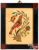 fraktur of distilfinks by David Y. Ellinger, watercolor, sold Jan 2021