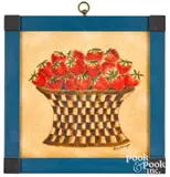 theorem of a basket of strawberries by David Y. Ellinger, oil on velvet, sold Jan 2021