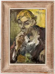 portrait titled The Thinker by Arnold Hoffmann, oil on canvas, sold Jan 2021