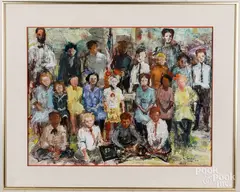 group portrait by Ted Jaslow, mixed media, offered Jan 2021