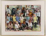 group portrait by Ted Jaslow, mixed media, offered Jan 2021
