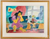 interior by Leo Brooks, watercolor, sold Jan 2021