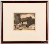 of the Noodle Doosey Barn outside of Ephrata by Robert John Fleck, engraving, sold Jan 2021