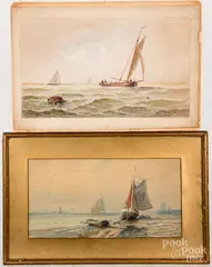 seascape by George Essig, watercolor, sold Jan 2021