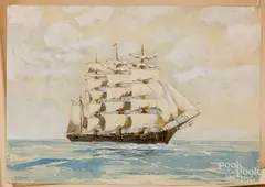 ship portrait by Thomas Sidney Moran, watercolor, sold Jan 2021