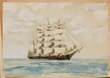 ship portrait by Thomas Sidney Moran, watercolor, sold Jan 2021