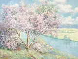 River Village by Charles Zhan, oil on canvas (unstretched), sold May 2021