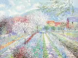 Flower Field by Charles Zhan, oil on canvas (unstretched), sold May 2021
