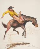 Bronco (Rider in Yellow) by Pál Fried, oil and charcoal on canvas, sold May 2021