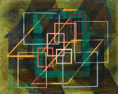 Untitled (Squares) by I. Rice Pereira, 1944, oil and enamel on canvas, sold May 2021
