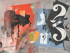 A Question of Color by Byron Browne, 1959, collage, oil, ink, and gouache on paper, sold May 2021