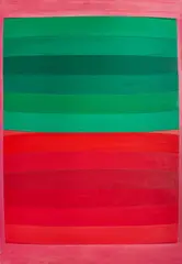 Untitled (Green over Red) by Michael Loew, acrylic on canvas, sold May 2021