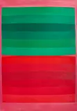 Untitled (Green over Red) by Michael Loew, acrylic on canvas, sold May 2021