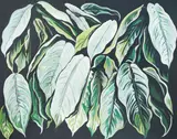 Cacao Leaves by Lowell Nesbitt, 1981, oil on canvas, sold May 2021
