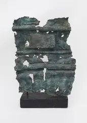 Untitled by Seena Donneson, 1991, bronze with artist applied green patina on a wooden base, sold May 2021