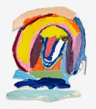 Cutout of Sheep by Menashe Kadishman, 1982, acrylic on paper, sold Jun 2021