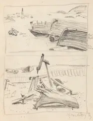 Beach Studies by Milton Avery, 1957, graphite on paper, sold Jun 2021