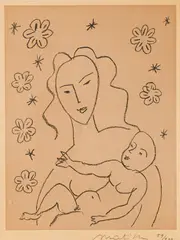 Virgin and Child by Henri Matisse, 1950-51, lithograph with chine collé, sold Jun 2021