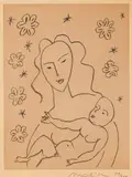 Virgin and Child by Henri Matisse, 1950-51, lithograph with chine collé, sold Jun 2021