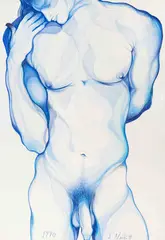 Untitled (Blue Torso) by Lowell Nesbitt, 1990, pastel on paper, sold Jun 2021