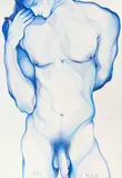 Untitled (Blue Torso) by Lowell Nesbitt, 1990, pastel on paper, sold Jun 2021