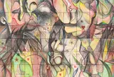 Fragmented Body Parts with Heart Tattoos by Lowell Nesbitt, 1984, collage, mixed media, graphite and colored pencil on paper, sold Jun 2021