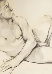 Untitled (Nude Study) by Lowell Nesbitt, 1979, graphite on paper, sold Jun 2021