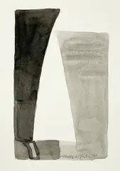 Geometric Watercolor by Menashe Kadishman, 1980, watercolor on paper, sold Jun 2021
