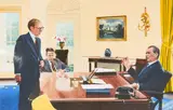 Untitled (Nixon in the Oval Office) by Julian Allen, 1973, gouache on paper, sold Jun 2021