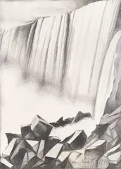 Waterfall by Lowell Nesbitt, 1990, graphite on paper, sold Jun 2021