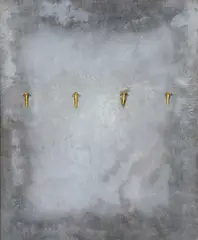 Untitled by Peter Wirth, 1980, acrylic on paper with gold painted nails in artists frame, sold Jun 2021