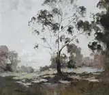 Landscape With White Gum by Penleigh Boyd, 1922, oil on canvas, sold Aug 2007