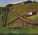 Turramurra Landscape by Grace Cossington Smith, c.1926, oil on wood panel, offered Aug 2007