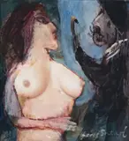 The Egyptian (Or The Smile) by Garry Shead, 2001, oil and collage on paper, offered Aug 2007