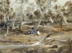 Landscape by Ray Crooke, oil on canvas, sold Aug 2007