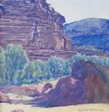 Central Australian Landscape by Albert Namatjira, watercolour on paper, sold Aug 2007