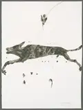 Dog And Honeyeater by John Olsen, 1979, watercolour and gouache on paper, offered Aug 2007