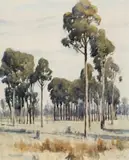 Landscape by Jessie Traill, 1911, watercolour on paper, sold Aug 2007
