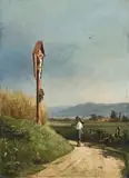 Boy On A Country Road by Conrad Freyberg, 1876, oil on canvas, offered Aug 2007