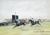 Race For The Gold Cup Ascot by John Beer, 1901, watercolour and gouache on paper, sold Aug 2007