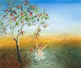 Bathing Under The Flame Tree by David Boyd, oil on canvas, sold Aug 2007
