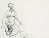 Nude (After Rembrandt) by John Perceval, pencil on paper, sold Aug 2007