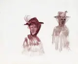 Ladies With Hats by Sidney Nolan, fabric dye on card, sold Aug 2007