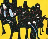 Figure Group by Richard Larter, 1966, synthetic polymer paint on board, sold Aug 2007