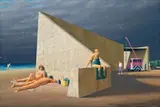 Sunbathers At Construction Site by Jeffrey Smart, 2003, oil on canvas, sold Nov 2007