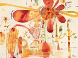 Petal by John Olsen, watercolour, pastel and pencil on paper, sold Nov 2007